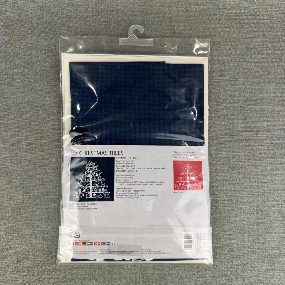 DMC Christmas Tree Counted Cross Stitch Kit 12x12 Navy Blue Christmas Sealed